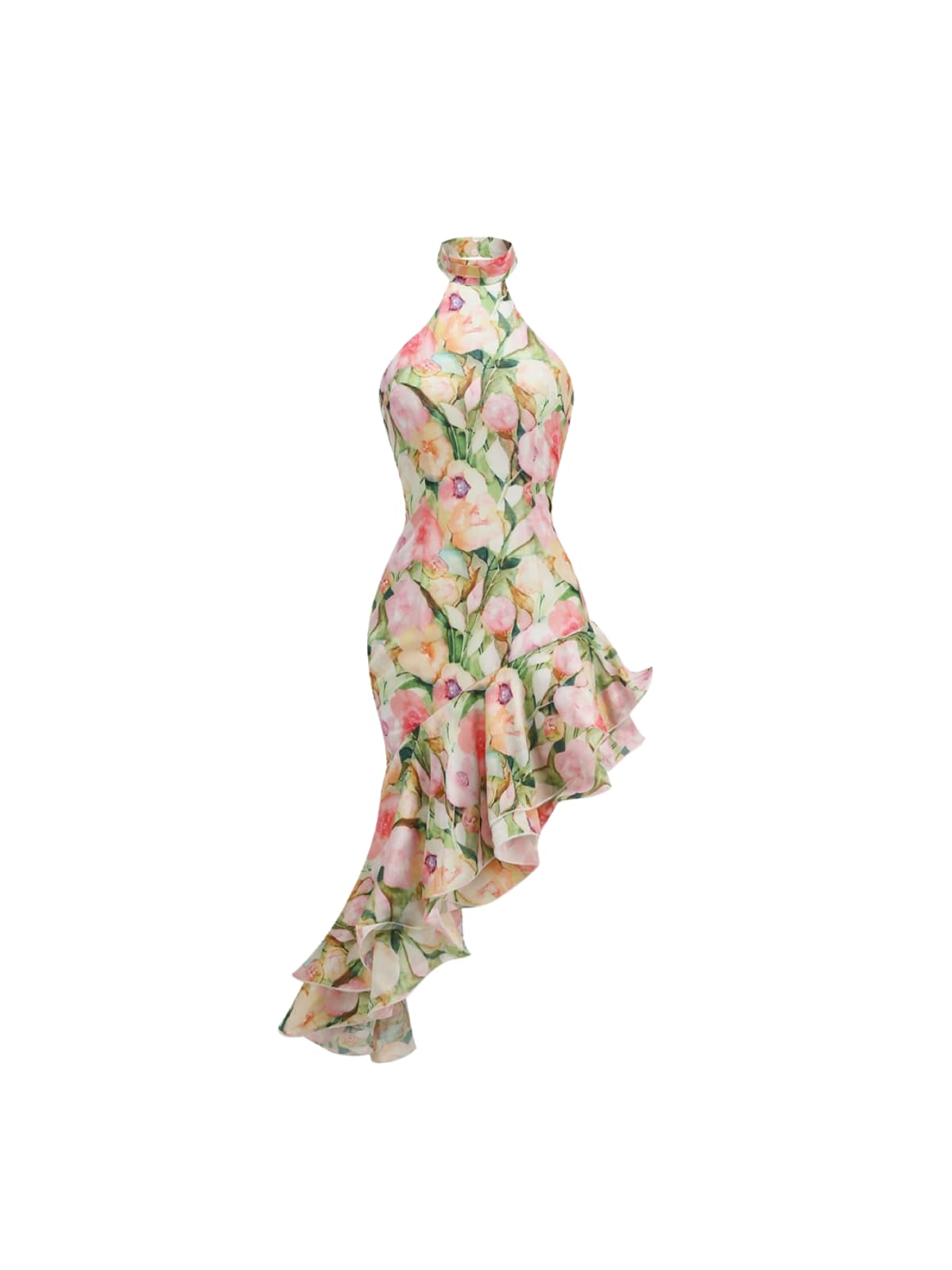 Yndralis Halterneck Floral Ruffle Midi Dress