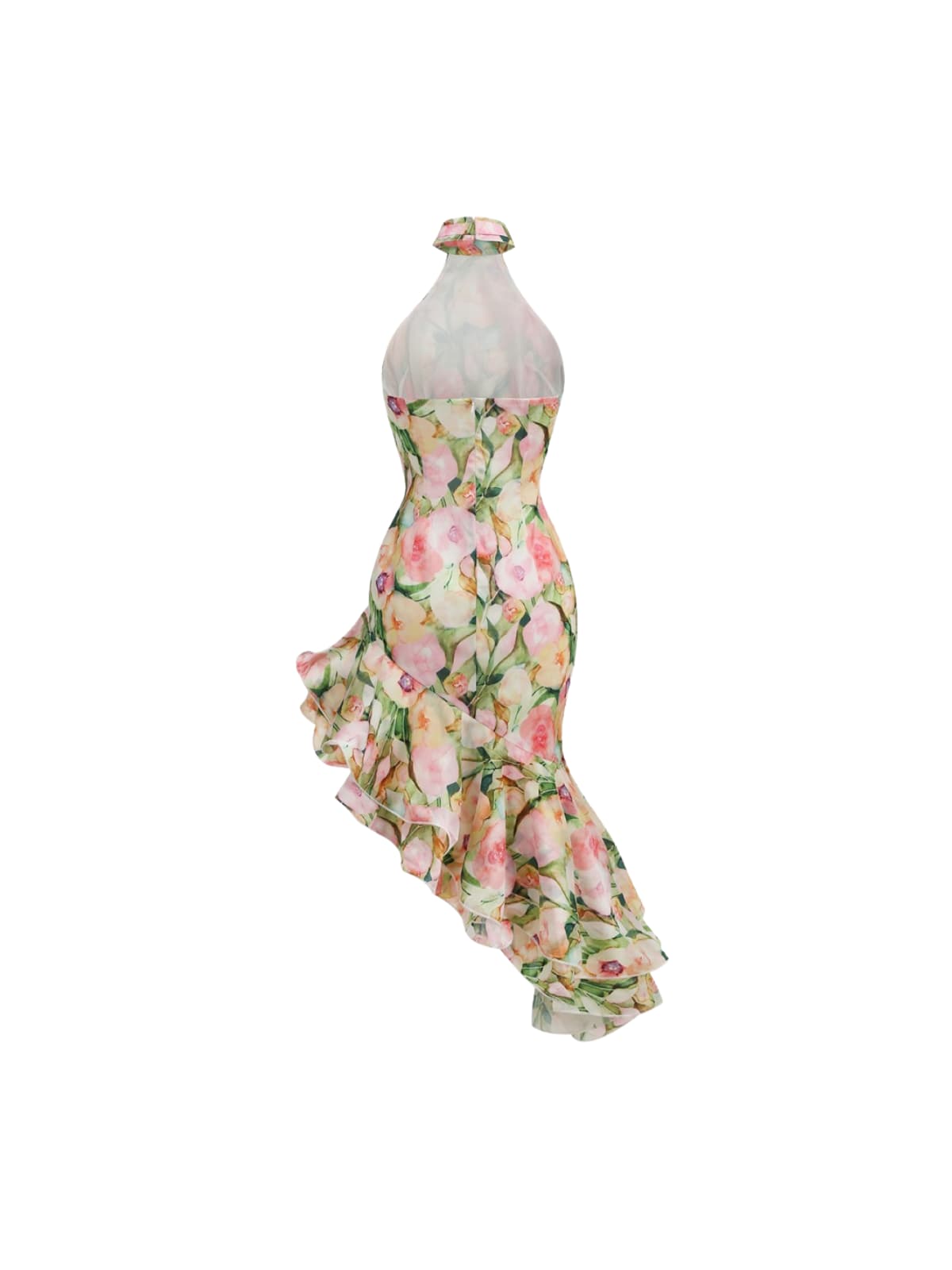 Yndralis Halterneck Floral Ruffle Midi Dress