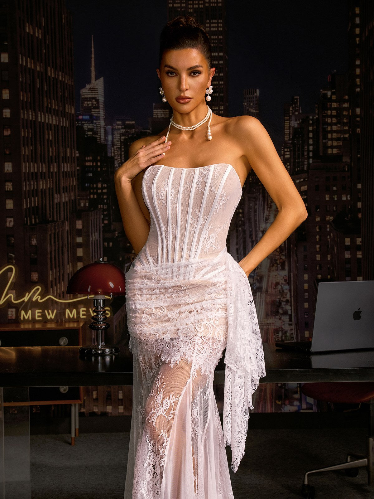 Yolita Strapless Lace Corset Dress Set