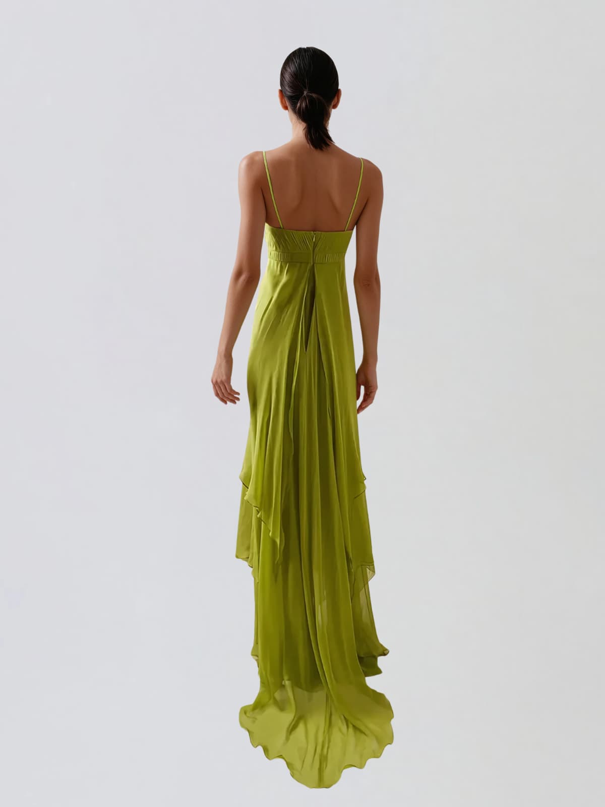 Yxelion Spaghetti Ruffle Maxi Dress
