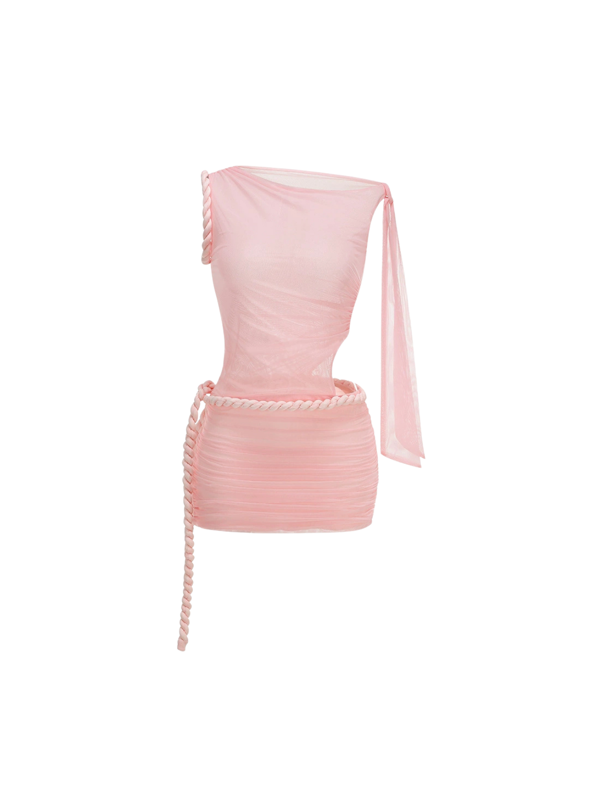 Zenvor Twisted Cutout Ruched Mini Dress