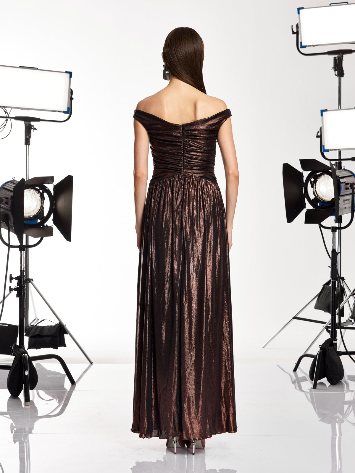 Zexila Off Shoulder Pleated Maxi Dress
