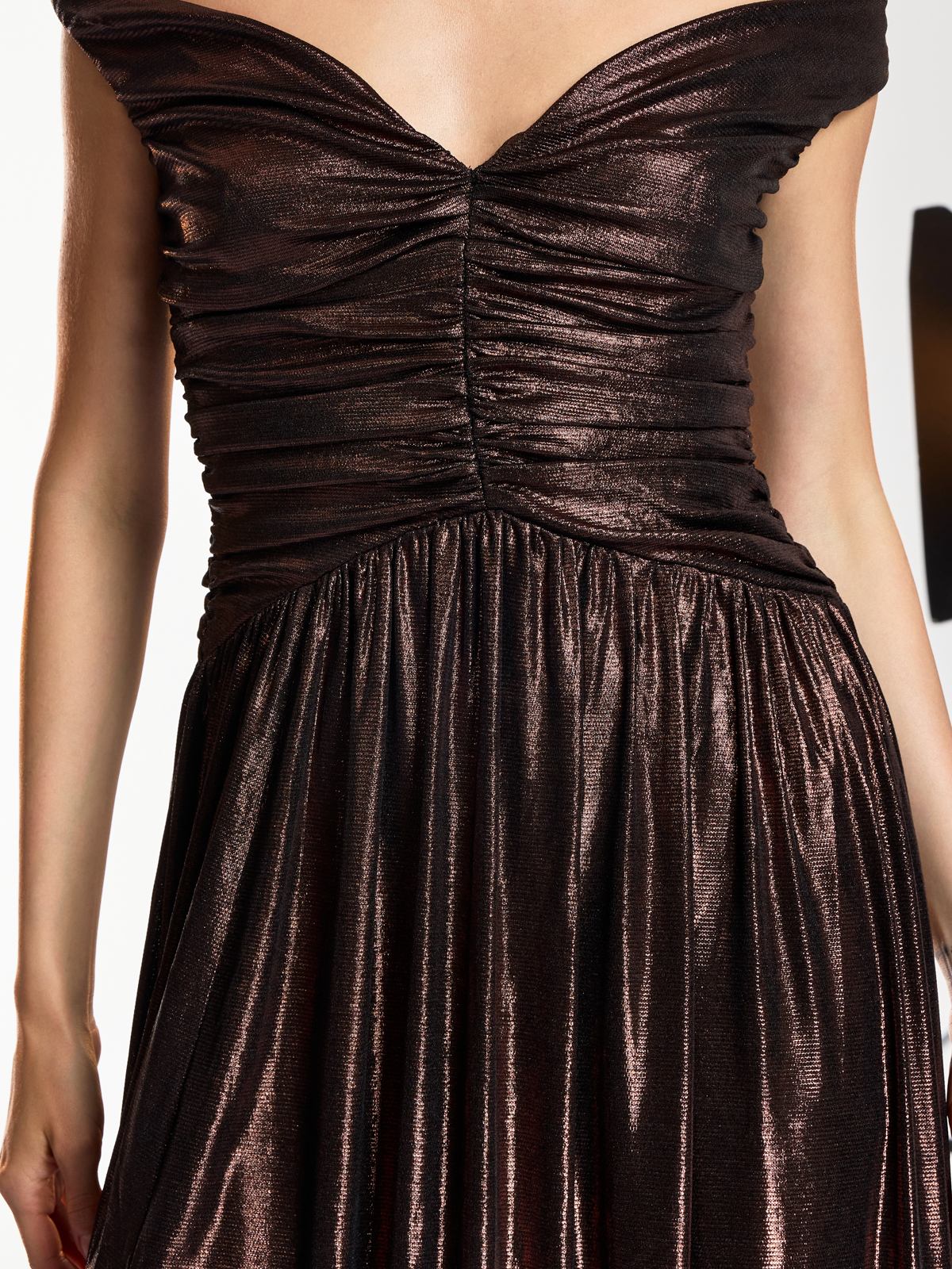 Zexila Off Shoulder Pleated Maxi Dress