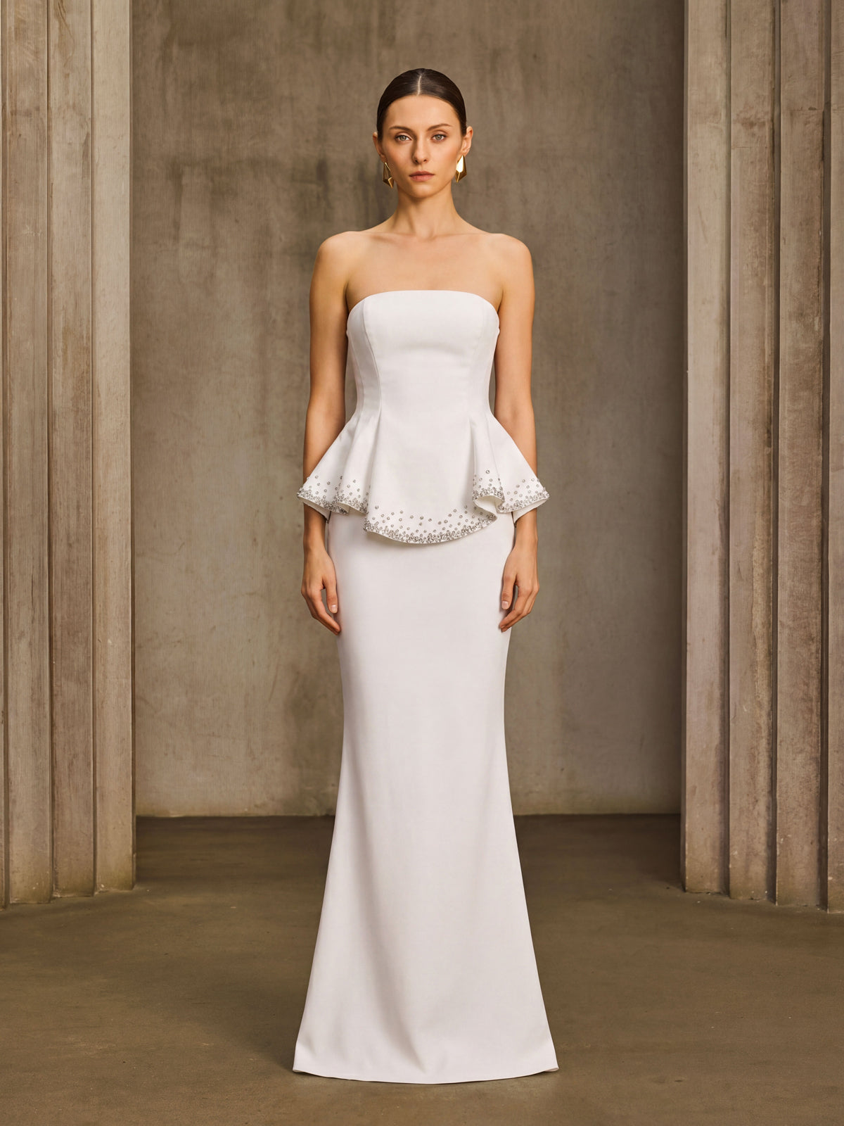 Zorandel Strapless Rhinestone Skirt Set