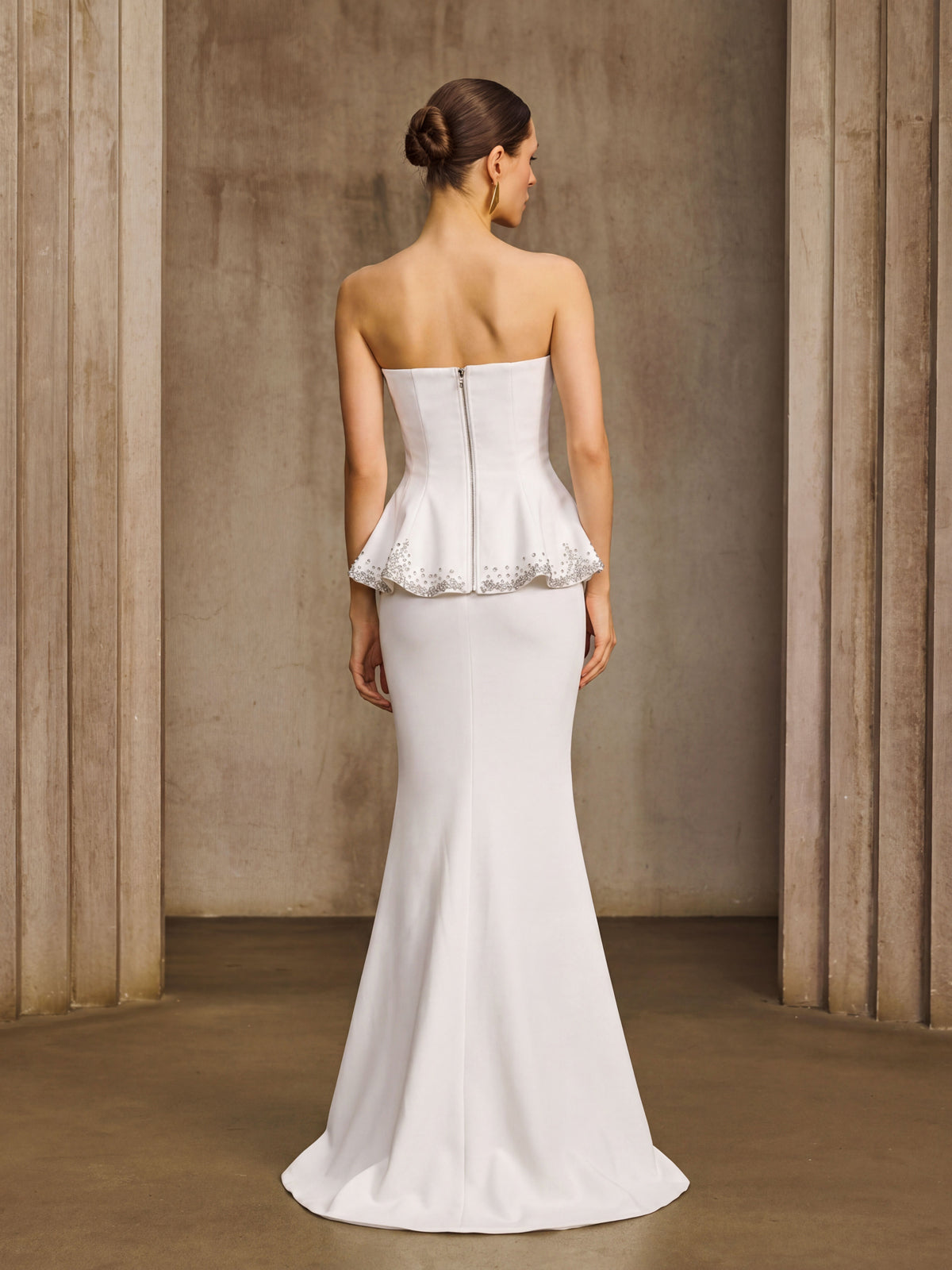 Zorandel Strapless Rhinestone Skirt Set