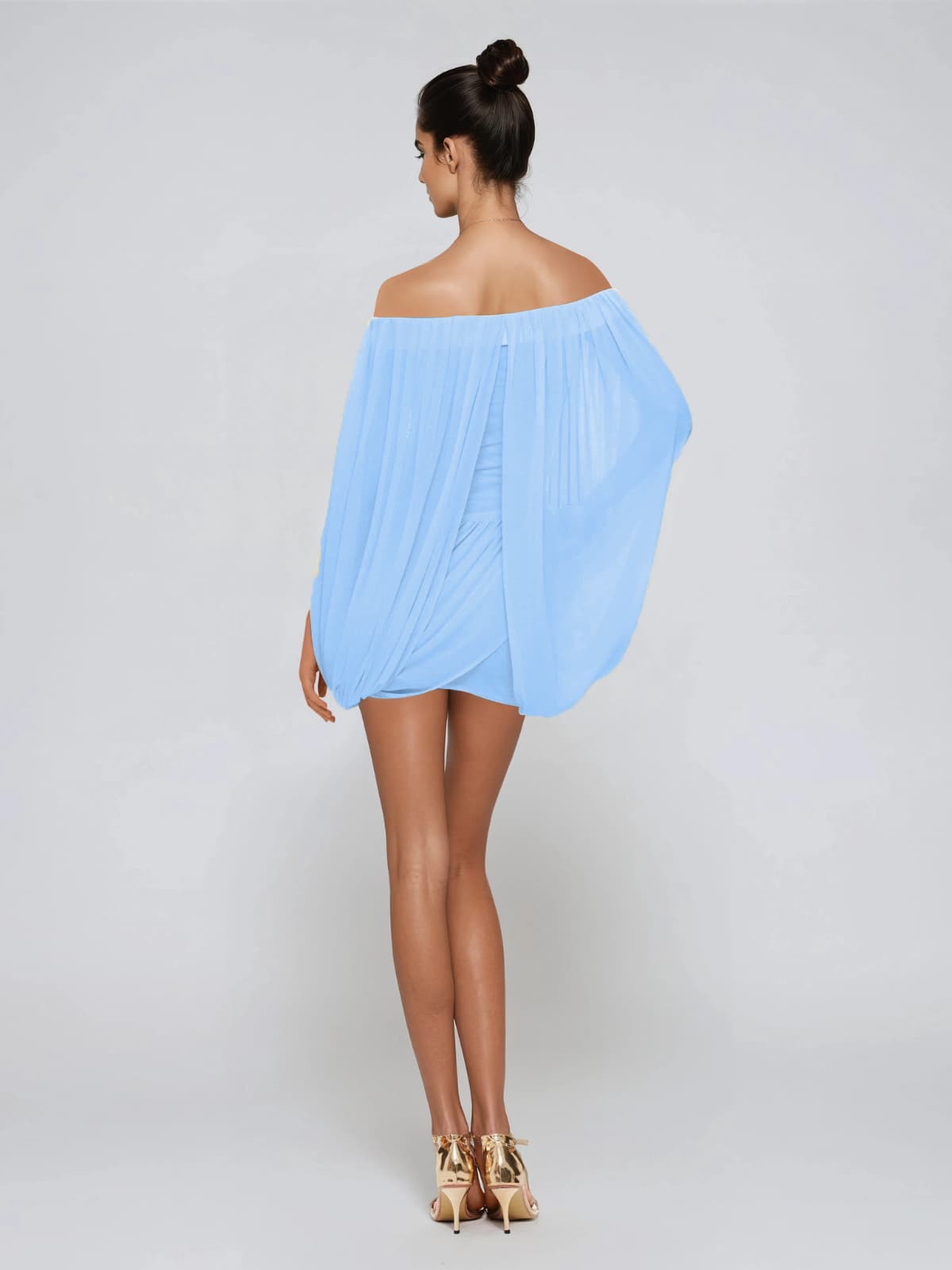 Zoryrin Off Shoulder Ruched Mini Dress In Blue