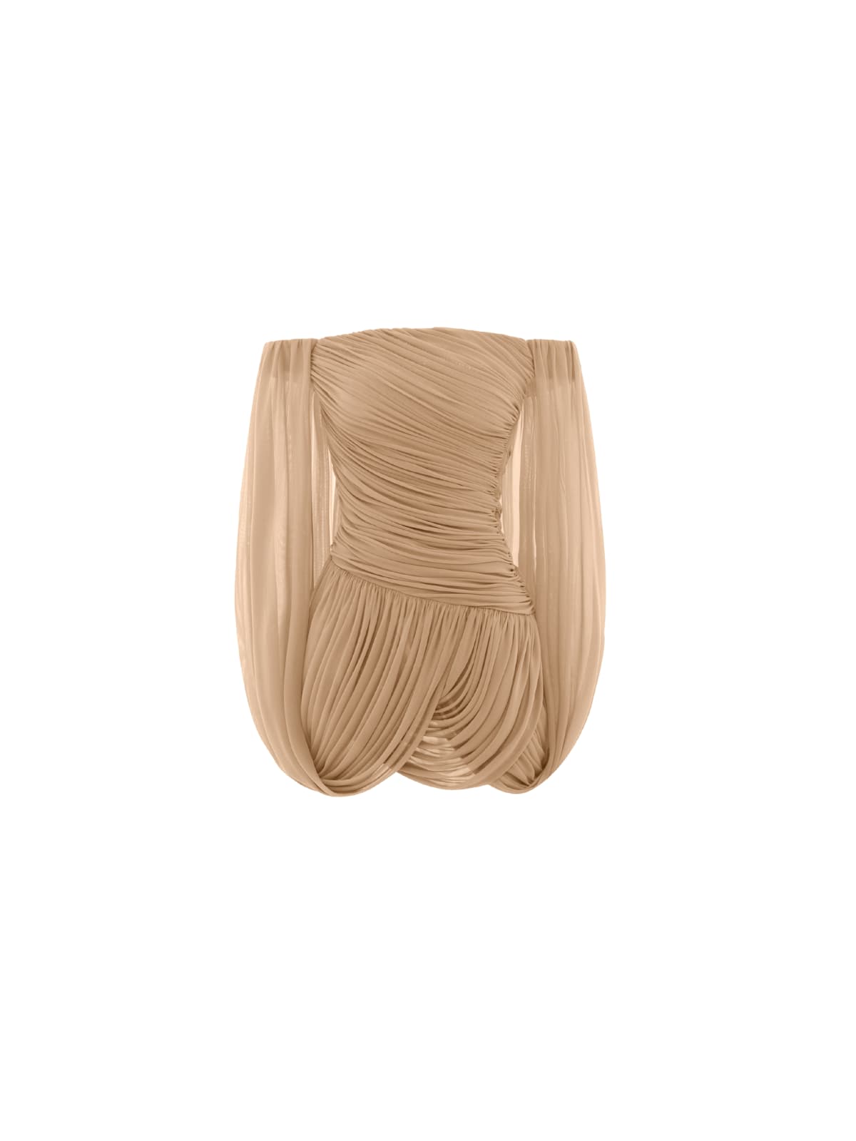 Zoryrin Off Shoulder Ruched Mini Dress In Camel