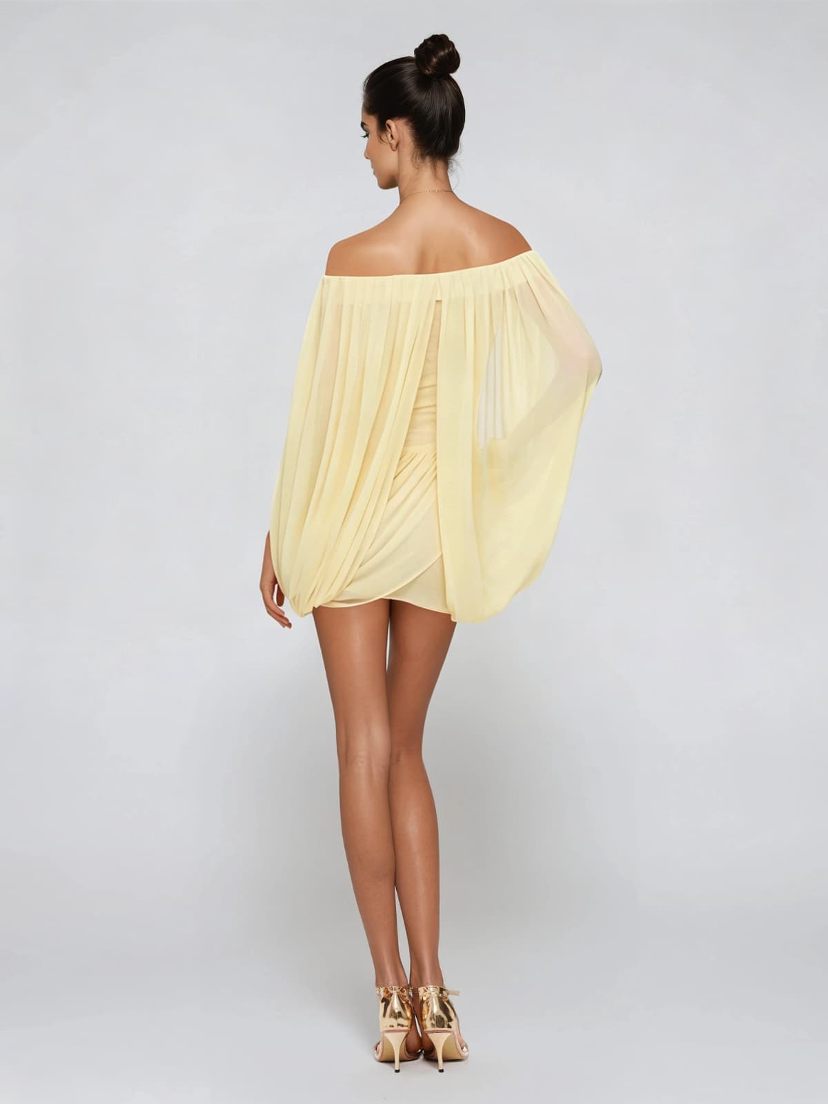 Zoryrin Off Shoulder Ruched Mini Dress In Yellow