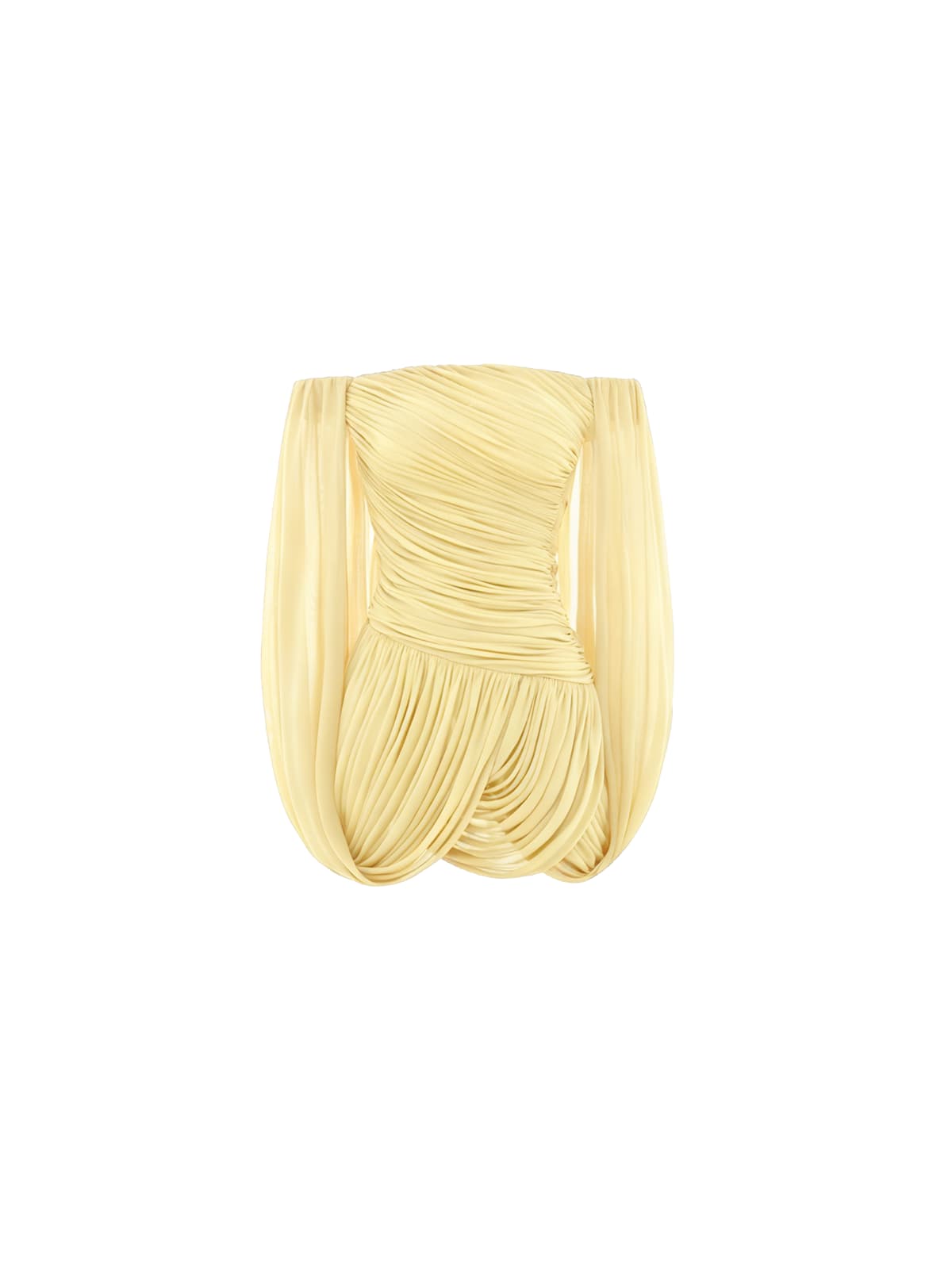 Zoryrin Off Shoulder Ruched Mini Dress In Yellow
