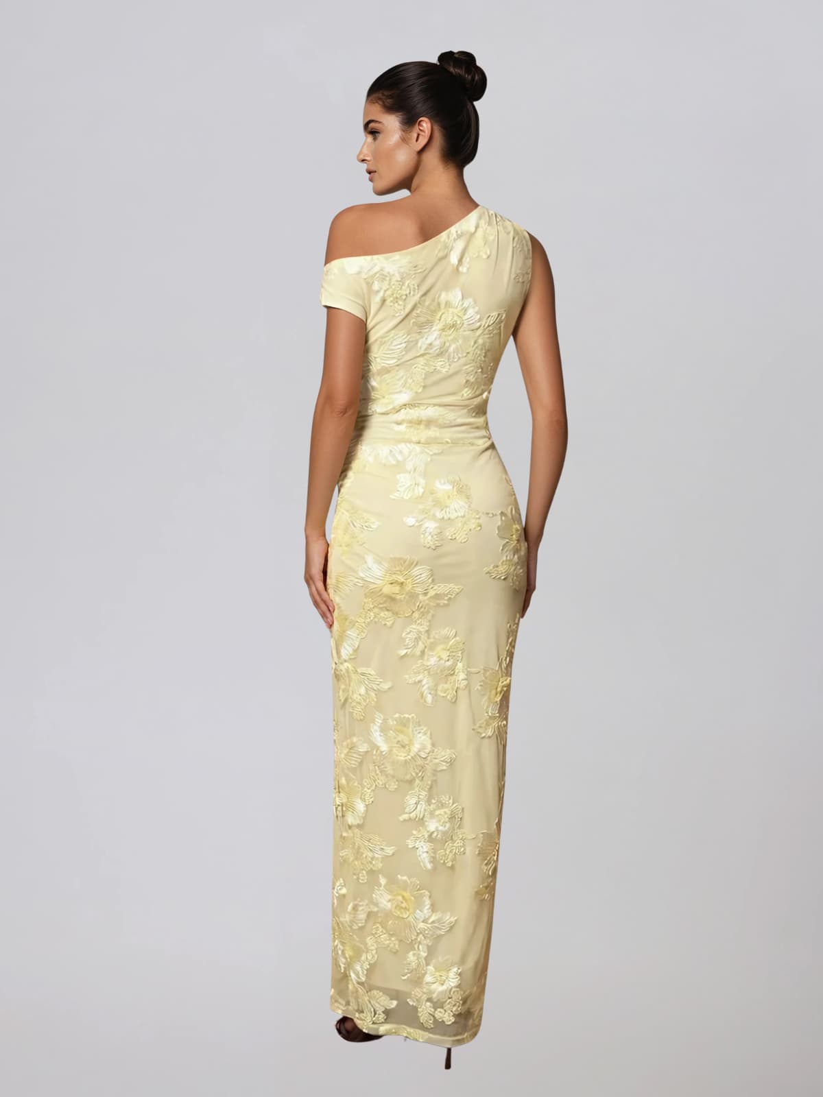 Zryne One Shoulder Flower Maxi Dress