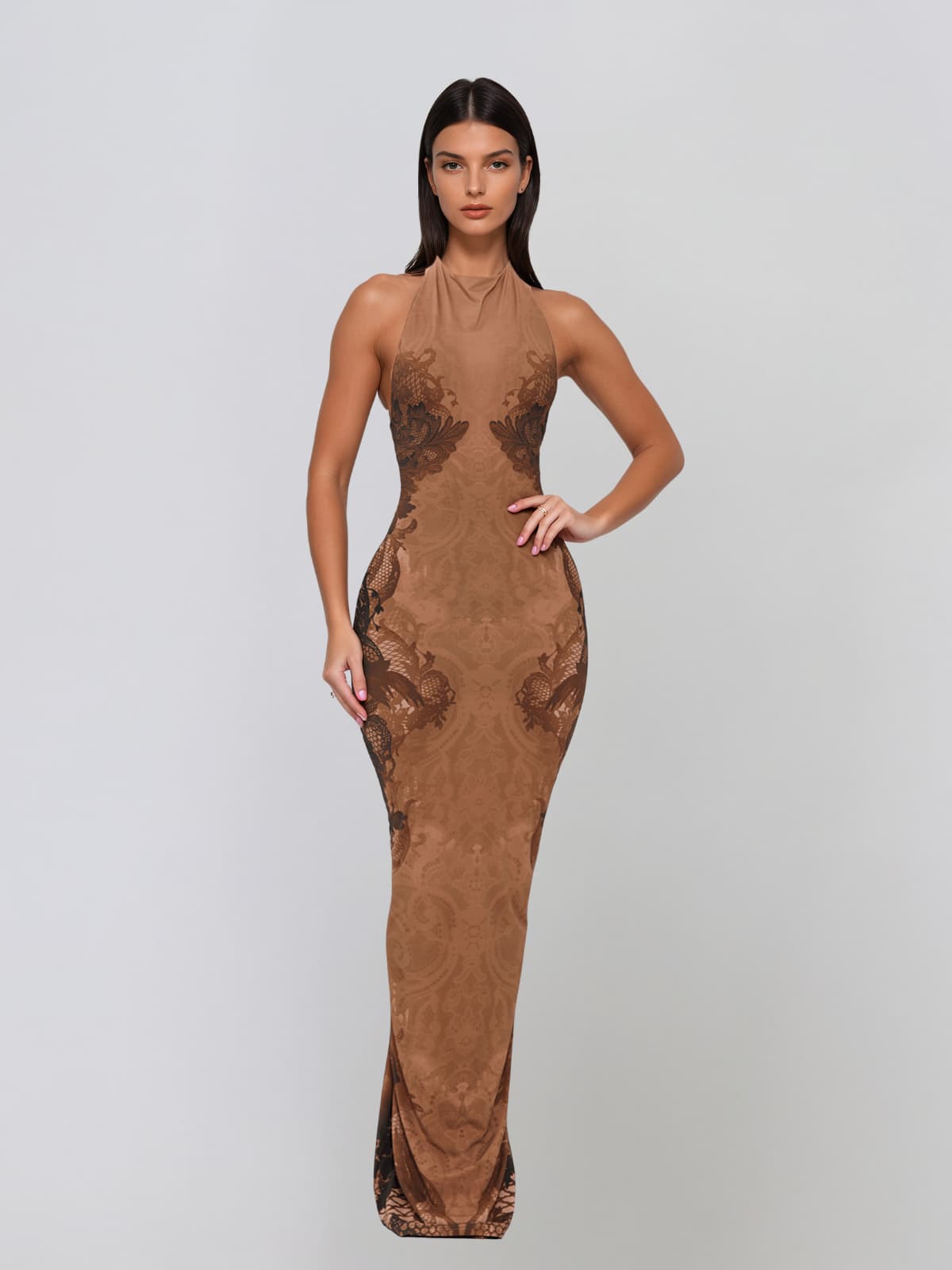 Zyndral Backless Floral Maxi Dress