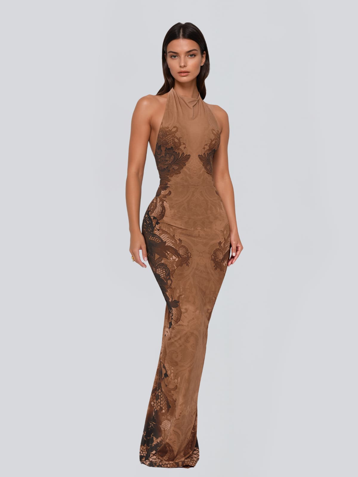 Zyndral Backless Floral Maxi Dress