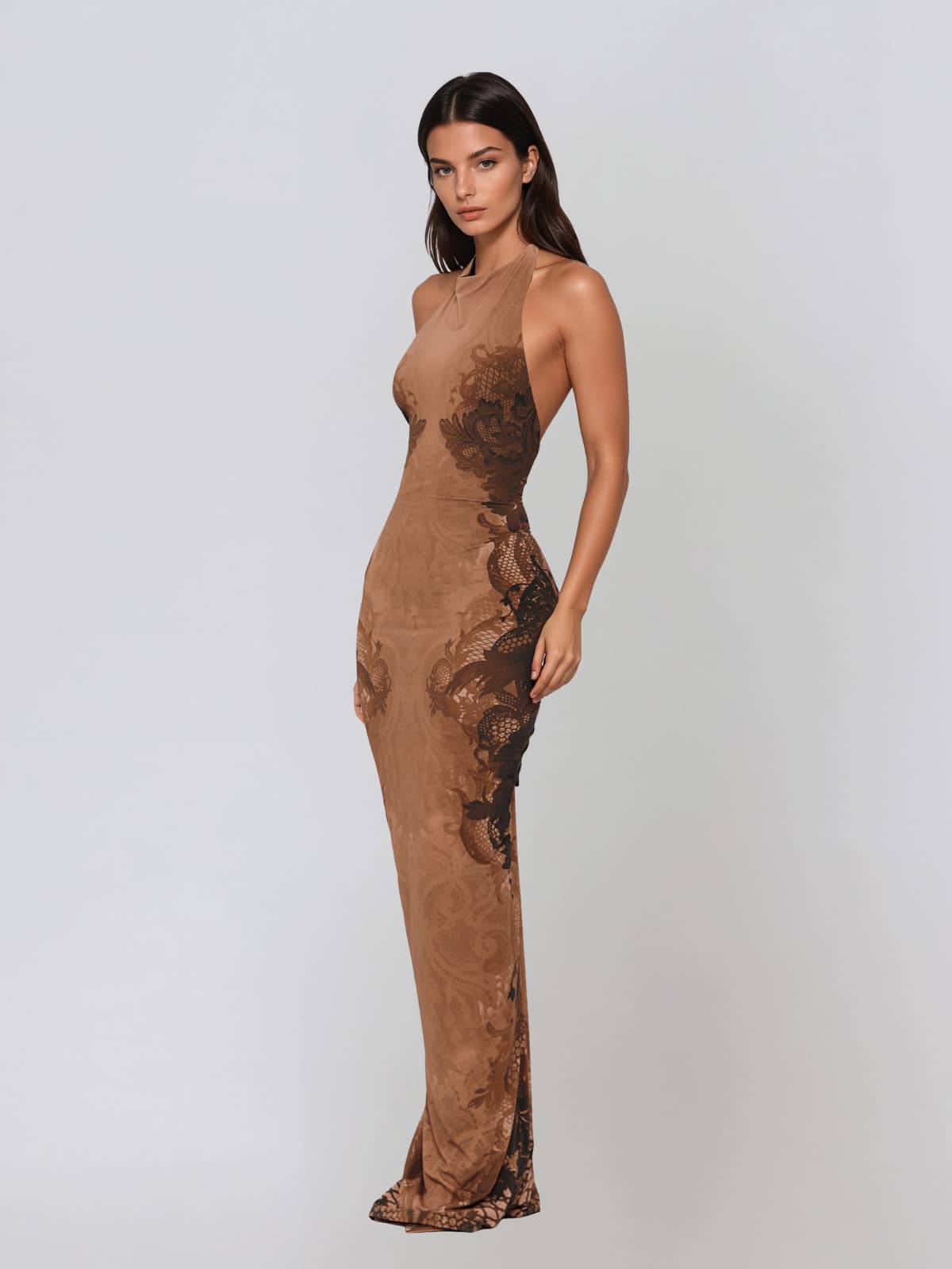 Zyndral Backless Floral Maxi Dress
