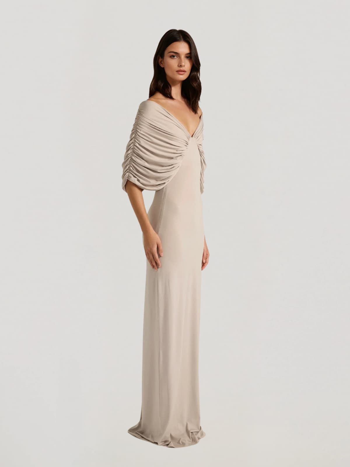 Zythera V Neck Ruched Maxi Dress