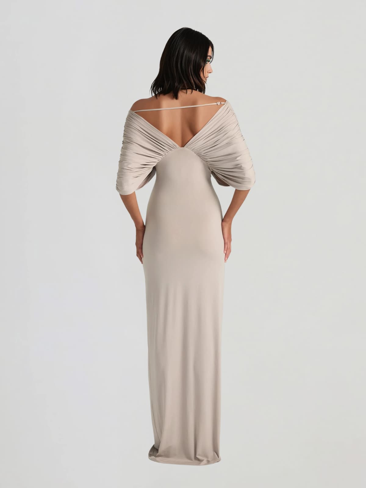 Zythera V Neck Ruched Maxi Dress